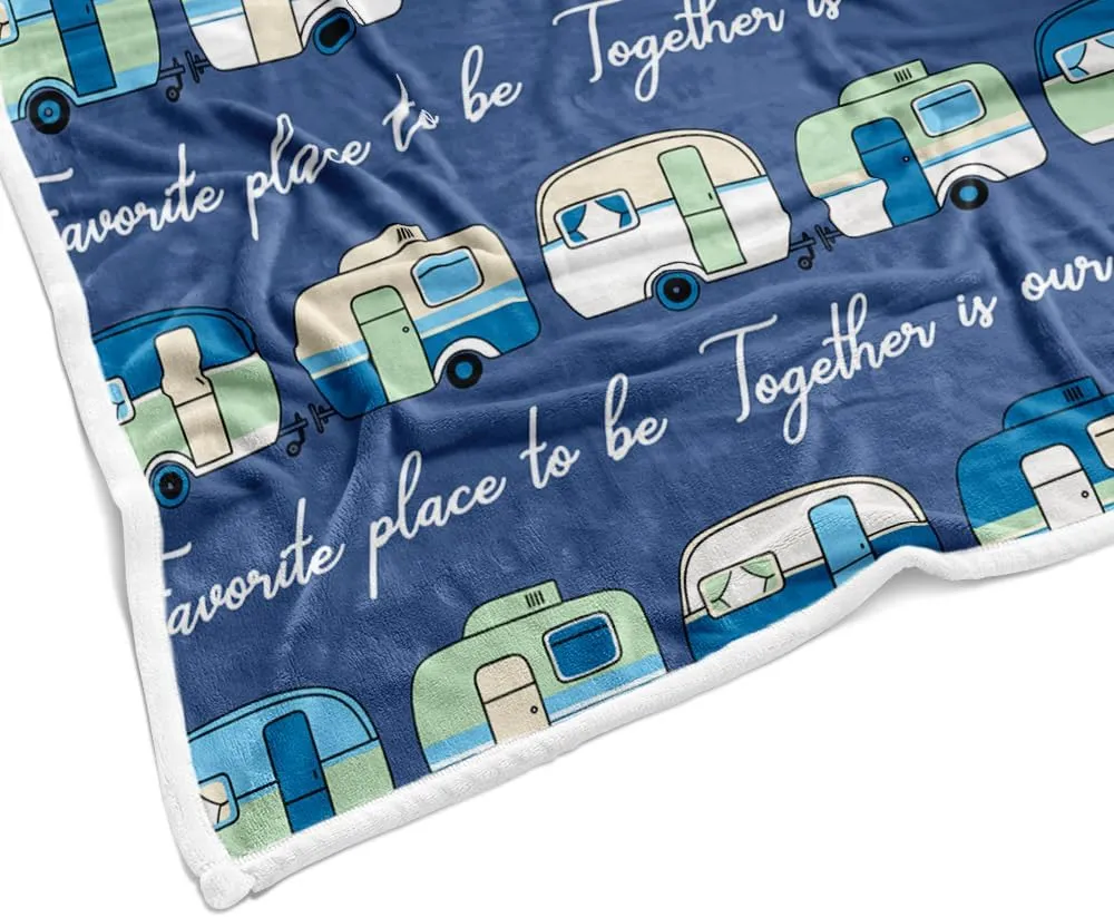Camping Blanket Camping Lovers Gift Ideas for Men or Woman, Super Soft Throws Flannel Fleece Blankets Gifts for Camper Outdoor, Campsite Outdoors RV Travel Hiking Bed Sofa Couch 60"x90"