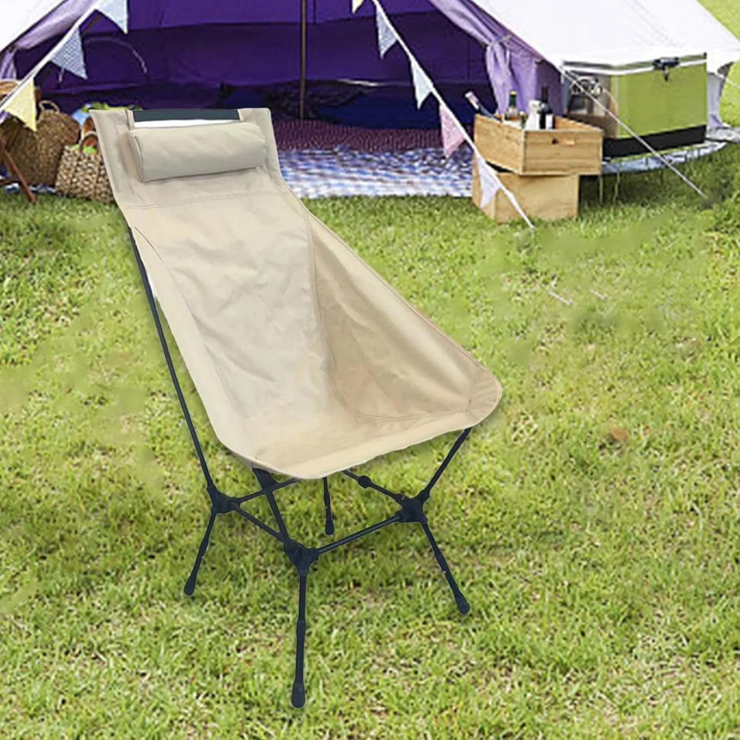 Camping Chair Beach Chair Mesh Back Picnic Heavy Duty Anti Scratch Lightweight Sports Fishing Traveling Outdoor Outdoor Chair, White