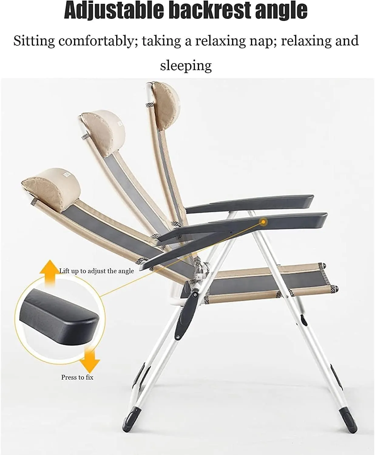 Camping Chair Folding Chair Portable Chair Outdoor Deck Chair Portable Armchair Fishing Camping Seat Stool with Adjustable Backrest and Breathable Mesh Backrest Camping Chairs for Adults