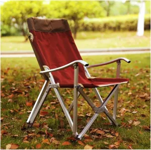 Camping Chair Folding Chairs Lawn Chairs Outdoor Chair Portable Folding Chairs for Relax Camping Fishing Backrest Stool Aluminum Alloy Leisure Beach Chair Folding Chair Camp Chair Moon Chair(Red)