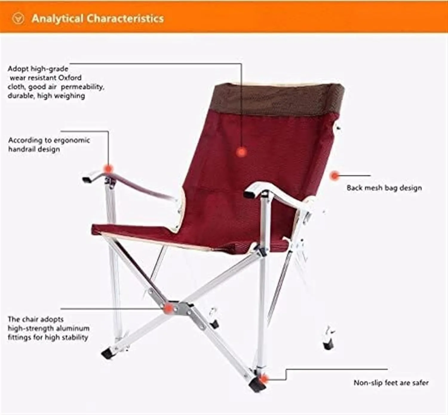 Camping Chair Folding Chairs Lawn Chairs Outdoor Chair Portable Folding Chairs for Relax Camping Fishing Backrest Stool Aluminum Alloy Leisure Beach Chair Folding Chair Camp Chair Moon Chair(Red)