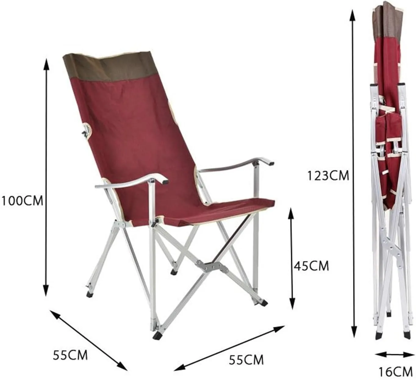 Camping Chair Folding Chairs Lawn Chairs Outdoor Chair Portable Folding Chairs for Relax Camping Fishing Backrest Stool Aluminum Alloy Leisure Beach Chair Folding Chair Camp Chair Moon Chair(Red)