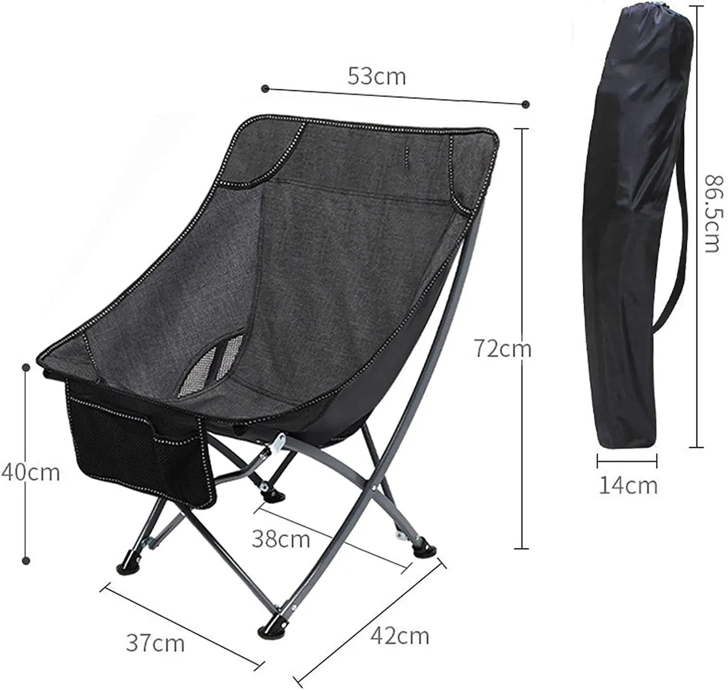 Camping Chair Folding Chairs Lawn Chairs Portable Folding Chair With Mesh Side Pocket Backrest Stool Camping Backpacking Chair For Fishing Beach Travel Picnic Folding Chair Camp Chair Moon Chair ( Col