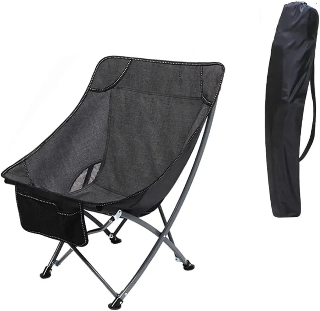 Camping Chair Folding Chairs Lawn Chairs Portable Folding Chair With Mesh Side Pocket Backrest Stool Camping Backpacking Chair For Fishing Beach Travel Picnic Folding Chair Camp Chair Moon Chair ( Col