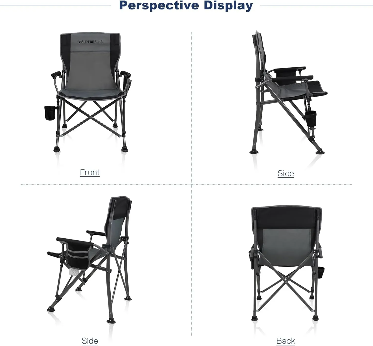 Camping Chair Folding Portable Lawn Chair 2 Pack Comfortable Hard Arm Sturdy for Family Camp, Outdoor, Sports, Beach, Travel, Grey, Supports 300 lbs