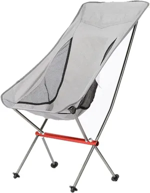 Camping Chair Outdoor Folding Chair Portable Backrest Stool Field Beach Moon Chair Ultralight Camping Aluminum Alloy Fishing Chair (Color : Grey, Size : 48 * 99cm)