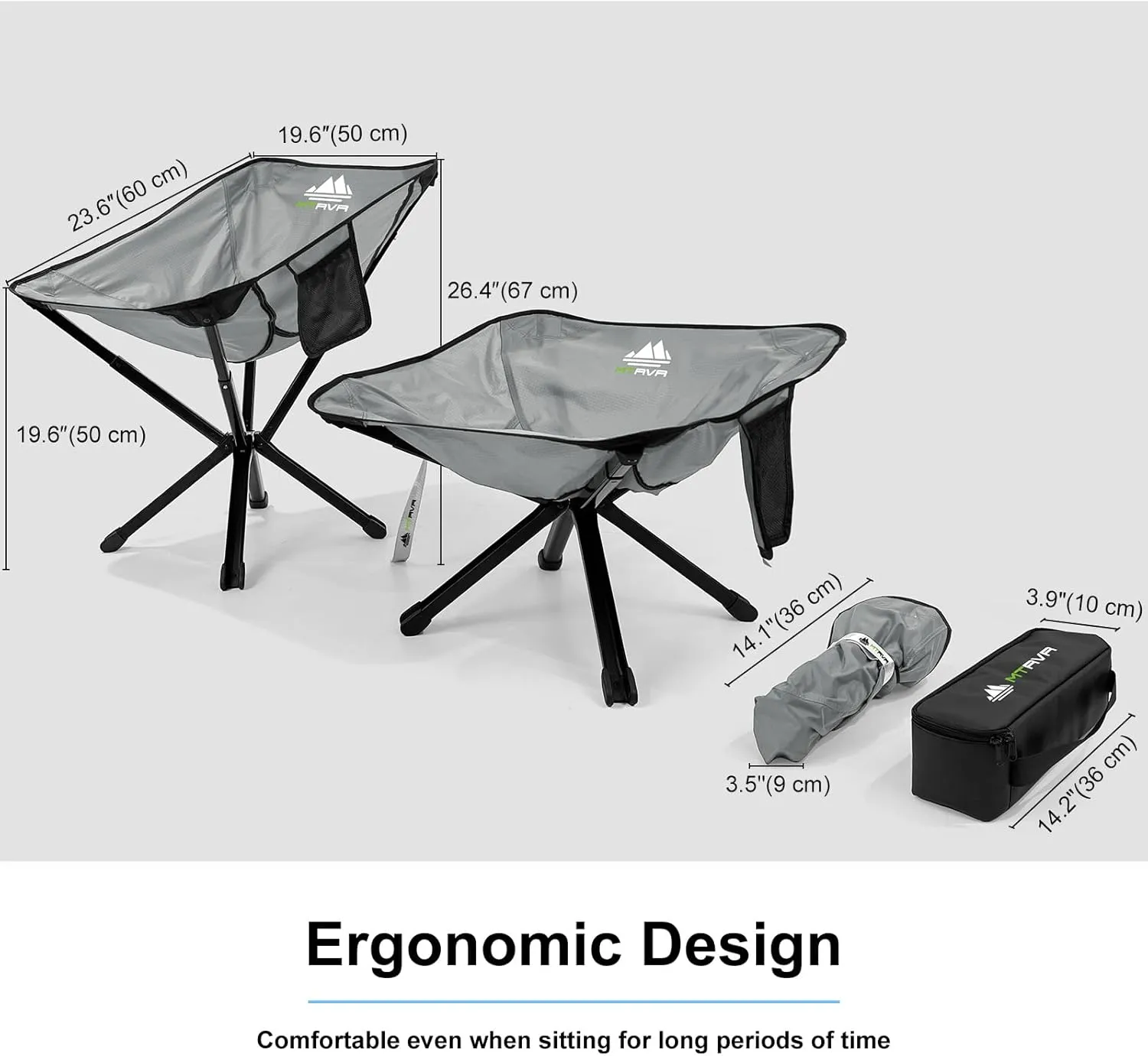 Camping Chairs for Adults, Supports 600 Lbs Lightweight Folding Camping Chair, Collapses to Size of Water Bottle Portable Camping Chair for Outdoor, Beach, Lawn, Travel, Picnics