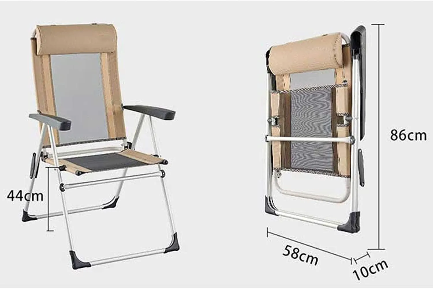 Camping Chairs Outdoor Deck Chair Portable Armchair Fishing Camping Seat Stool with Adjustable Backrest and Breathable Mesh Backrest Portable Folding Chair (Color : A)