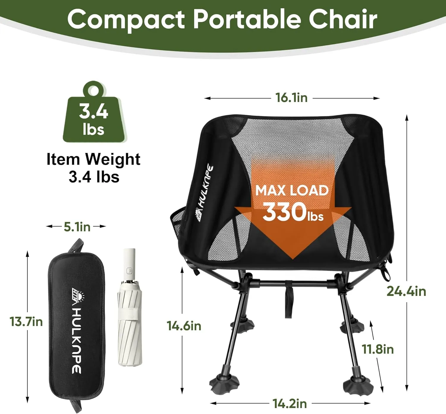 Camping Chairs,Portable Camping Chair for Adults with Headrest,Lawn Chairs Beach Chair with Anti-Sinking Feet Folding Backpacking Chair,Compact Foldable Travel Chair for Camp Backpack (Short Back)
