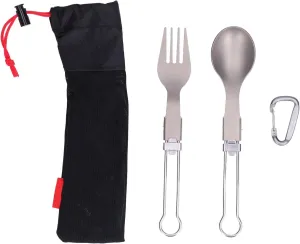 Camping Cutlery Set, Foldable Spoon and Fork, Lightweight Travel Tableware, Portable for Outdoor Picnic, Hiking, with Hook and Storage Bag