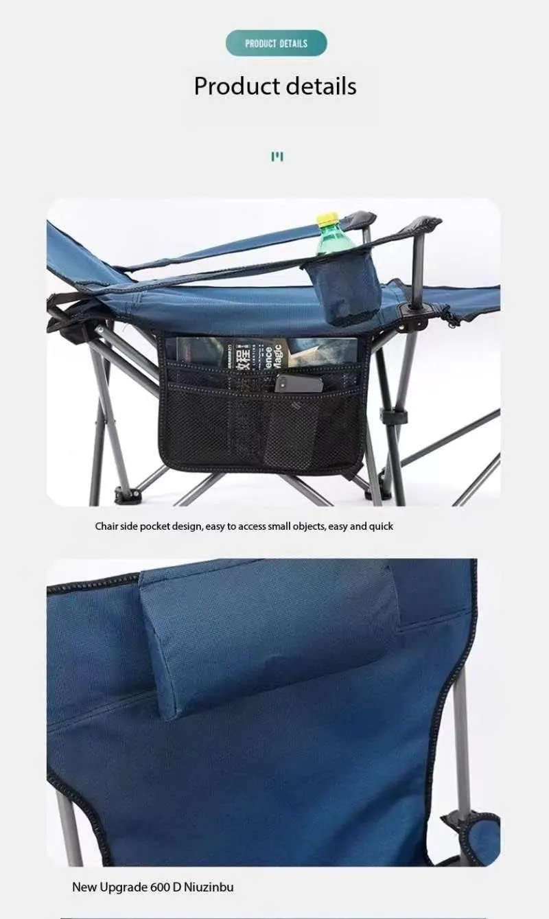 Camping Folding Chair Beach Chair with Footrest Siesta Bed Chair Adjustable Backrest, Portable Reclining Foldable Chair with Pillow Cup Holder for Outdoor (Green mesh)