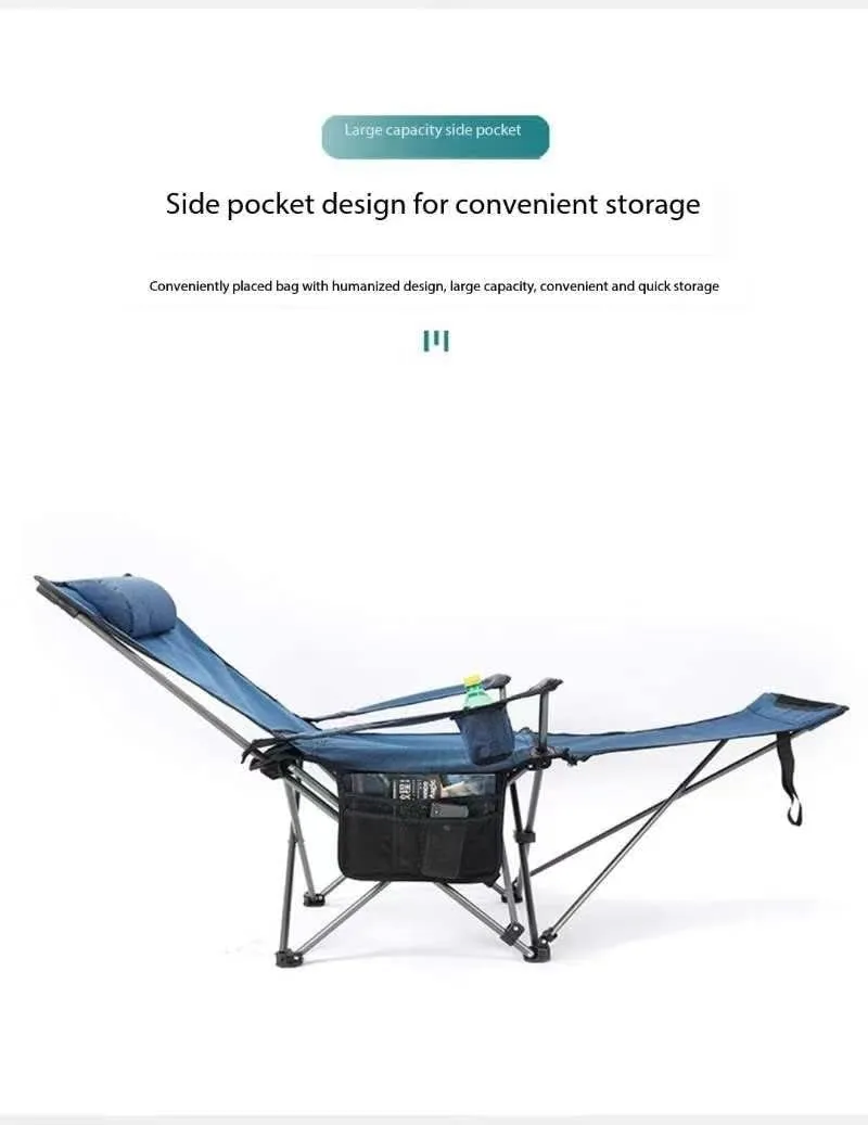 Camping Folding Chair Beach Chair with Footrest Siesta Bed Chair Adjustable Backrest, Portable Reclining Foldable Chair with Pillow Cup Holder for Outdoor (Green mesh)