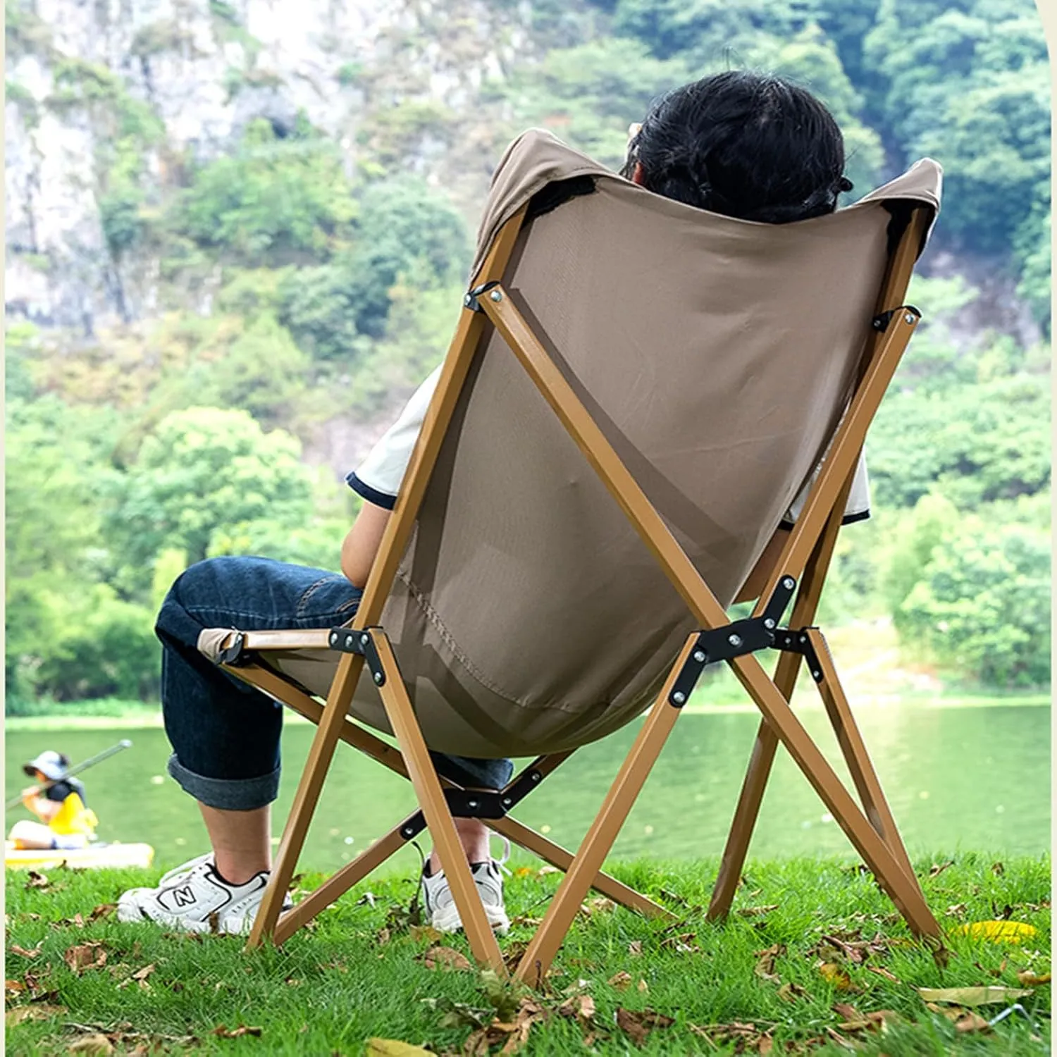 Camping Folding Chairs for Outside Set of 2 Strong Sturdy Portable Beach Chair Lounger Foldable with Carry Bag Portable Recliner Chair for Travel Hiking Festivals Garden Fishing and BBQs