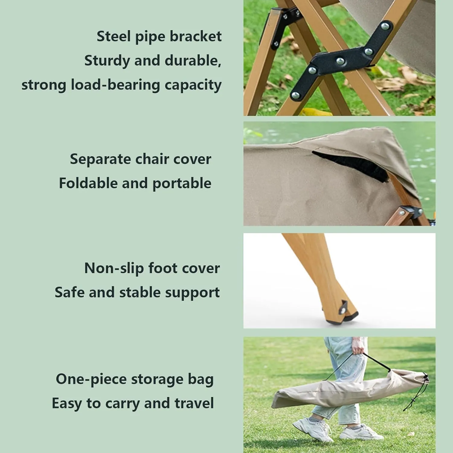 Camping Folding Chairs for Outside Set of 2 Strong Sturdy Portable Beach Chair Lounger Foldable with Carry Bag Portable Recliner Chair for Travel Hiking Festivals Garden Fishing and BBQs