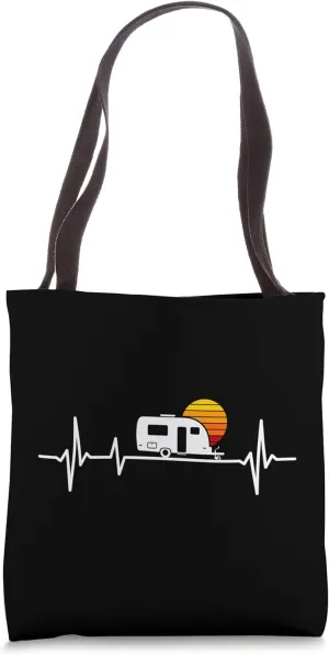 Camping Heartbeat RV Caravan Trailer Tote Bag