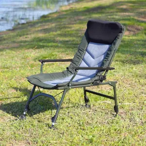 Camping Lounge Chair, Portable Folding Reclining Camping Chair with Adjustable backrest for Indoor and Outdoor, Camping, Beach, Hiking, Fishing (Grey Green)