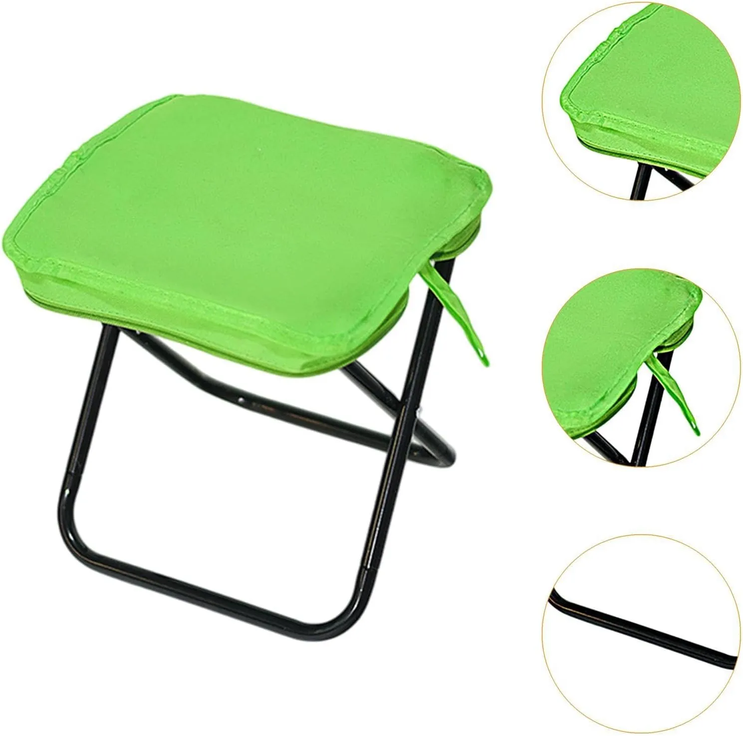 Camping Stool Folding Chair Compact Zipper Handbag Folding Stool Outdoor Footstool for Concert Barbecue Patio Fishing Garden, Green