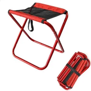 Camping Stool, Small Folding Chair, The Outdoor Camping Chair Oxford Cloth Portable Folding Lengthen Camping Ultralight Chair Seat for Fishing Festival Picnic BBQ Beach (Color : Red)