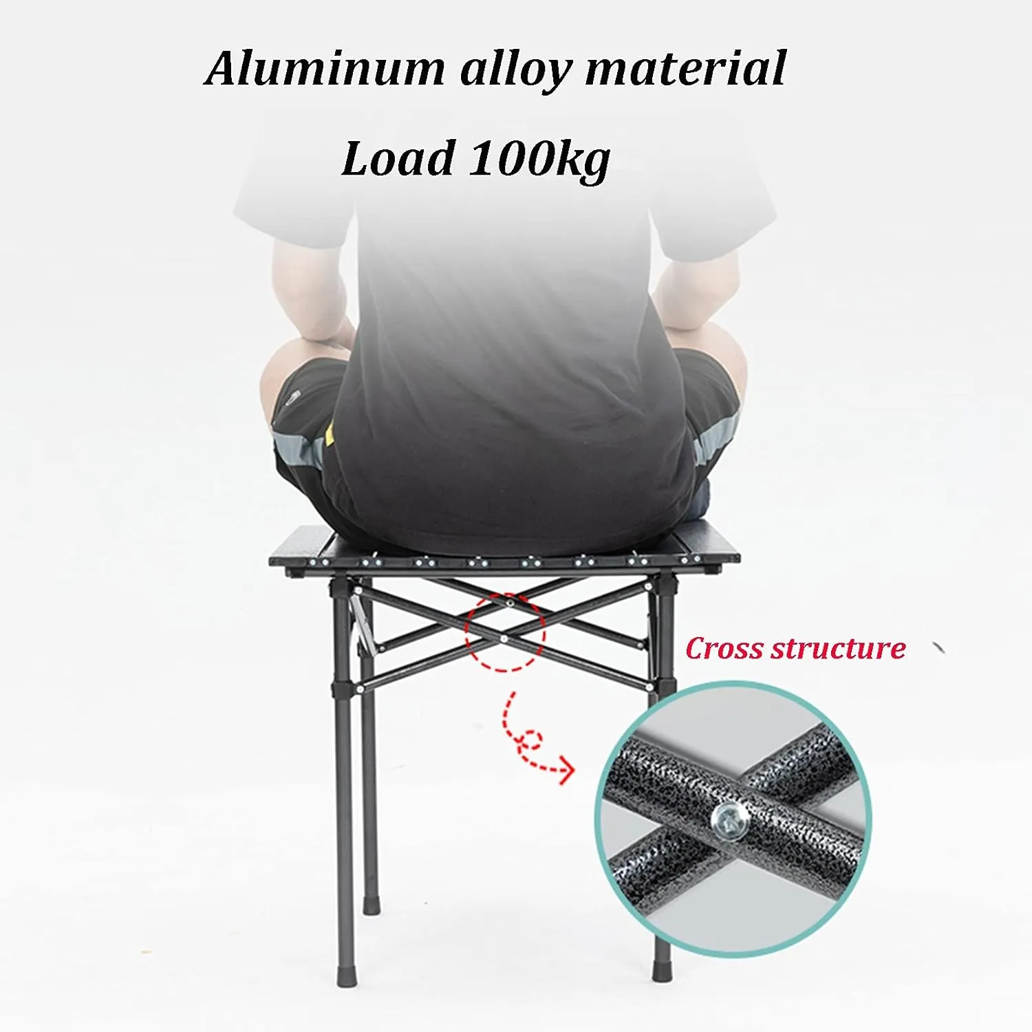 Camping Table Chairs Outdoor Folding and Chair Set, Aluminum Alloy Roll Top, Suitable for Balcony Garden Fishing Picnic