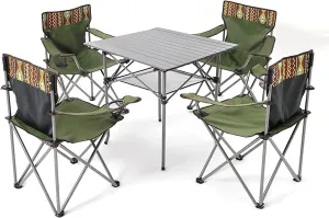 Camping Table Chairs Outdoor Folding and Chair Set, Aluminum Alloy Roll Top, Suitable for Balcony Garden Fishing Picnic