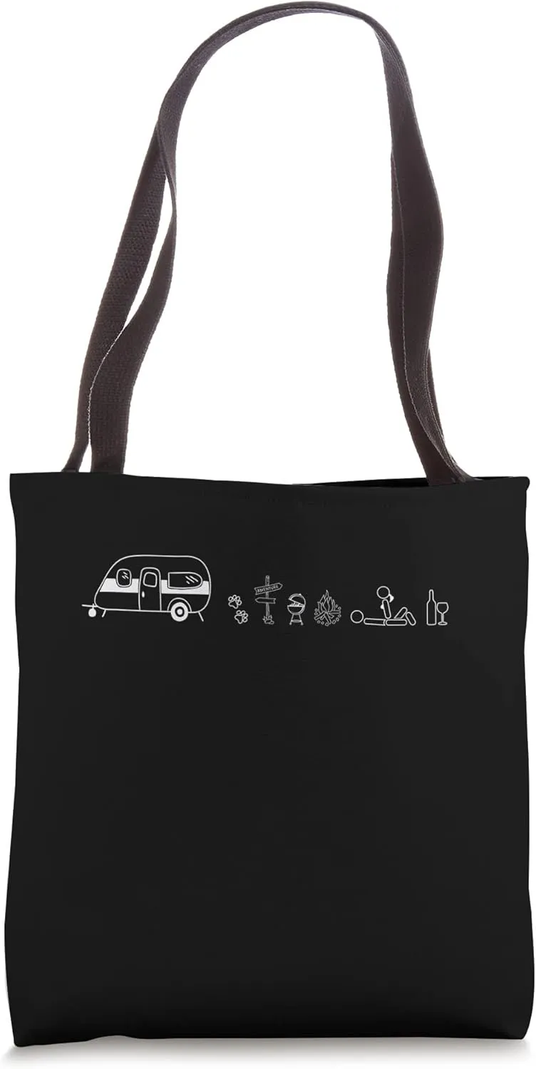 Camping Trailer Caravan Icons Tote Bag