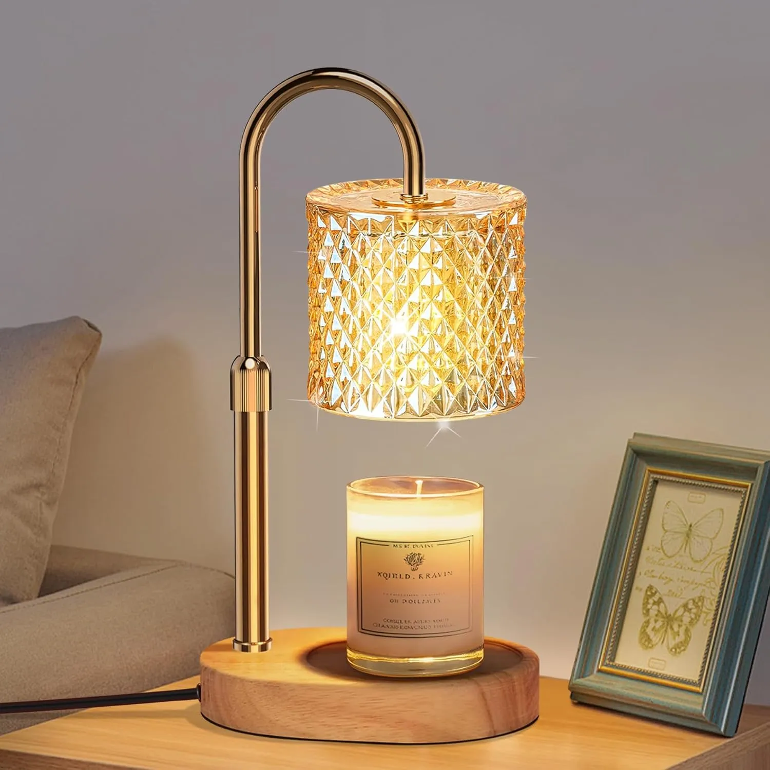 Candle Warmer Lamp with Timer Dimmer Adjustable Height for New Home Decor,Birthday Gifts for Women,Candle Warmer with 2 Bulbs for Women Mom Christmas Mother's Day Gfit