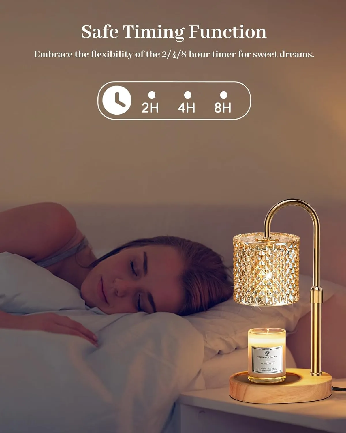 Candle Warmer Lamp with Timer Dimmer Adjustable Height for New Home Decor,Birthday Gifts for Women,Candle Warmer with 2 Bulbs for Women Mom Christmas Mother's Day Gfit