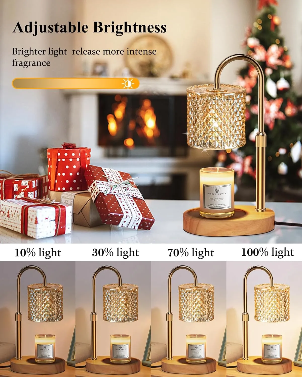 Candle Warmer Lamp with Timer Dimmer Adjustable Height for New Home Decor,Birthday Gifts for Women,Candle Warmer with 2 Bulbs for Women Mom Christmas Mother's Day Gfit