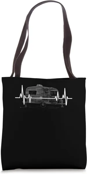 Caravan Heartbeat Camper ECG Line Frequency Camping Tote Bag