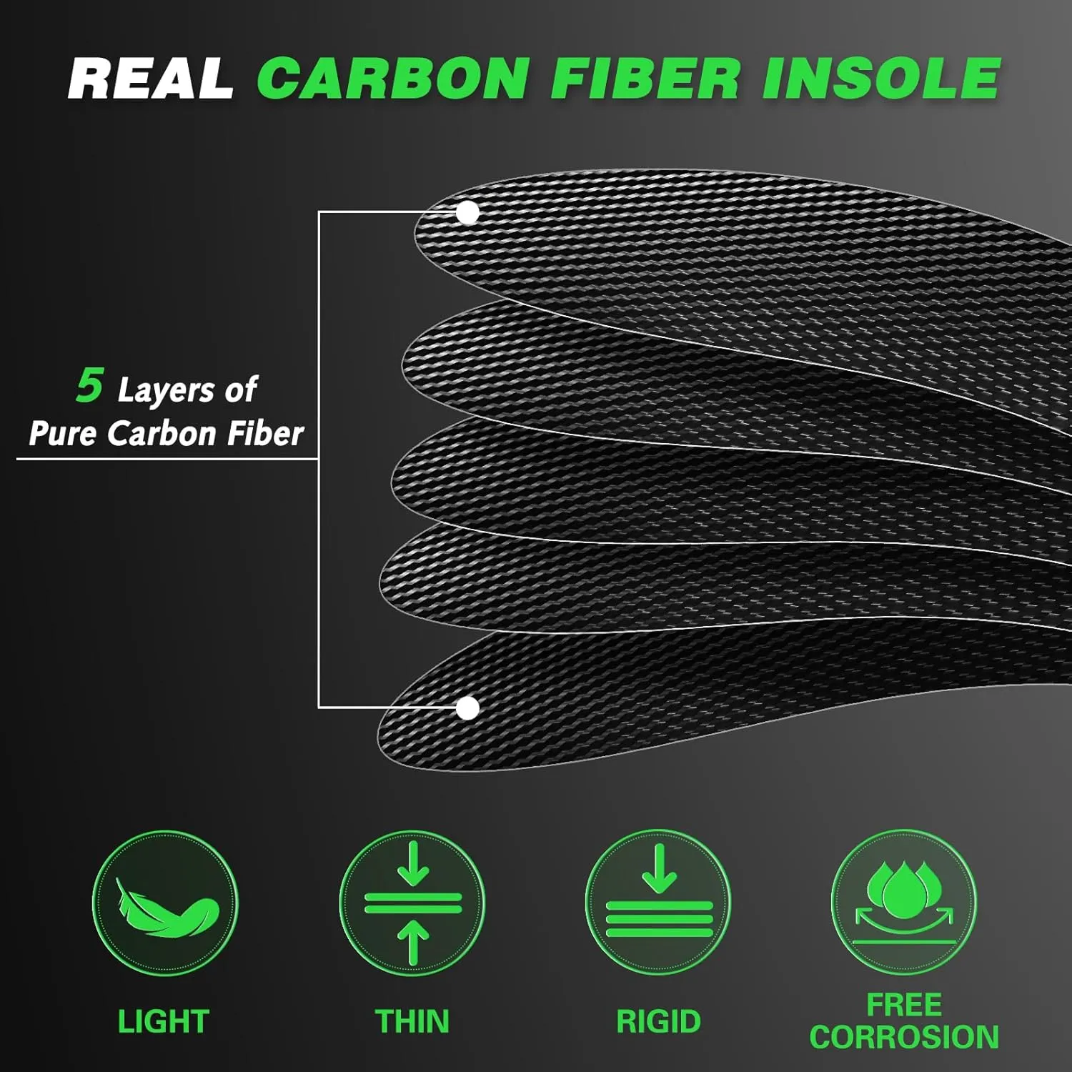 Carbon Fiber Insole, for Turf Toe, Foot Fractures, Hallux Rigidus, Limitus, Rigid Insert for Sports, Hiking, Trekking, Basketball, Running, Alternative to Post Op Shoe 225mm