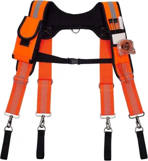 Carpenter Tool Belt Suspenders, Heavy Duty Tool Belt Suspenders Reflective Safety Suspenders