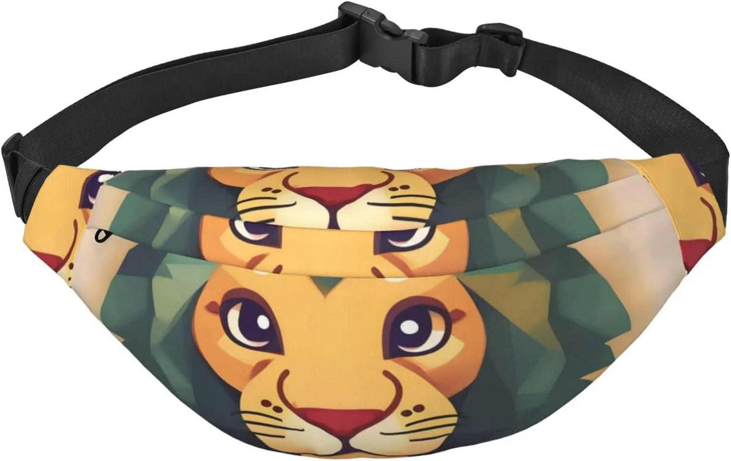 Cartoon Lion Men'S And Women'S Waist Pack, Crossbody Bag With Adjustable Belt For Running, Traveling, Sports, Hiking