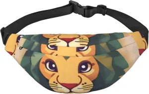 Cartoon Lion Men'S And Women'S Waist Pack, Crossbody Bag With Adjustable Belt For Running, Traveling, Sports, Hiking