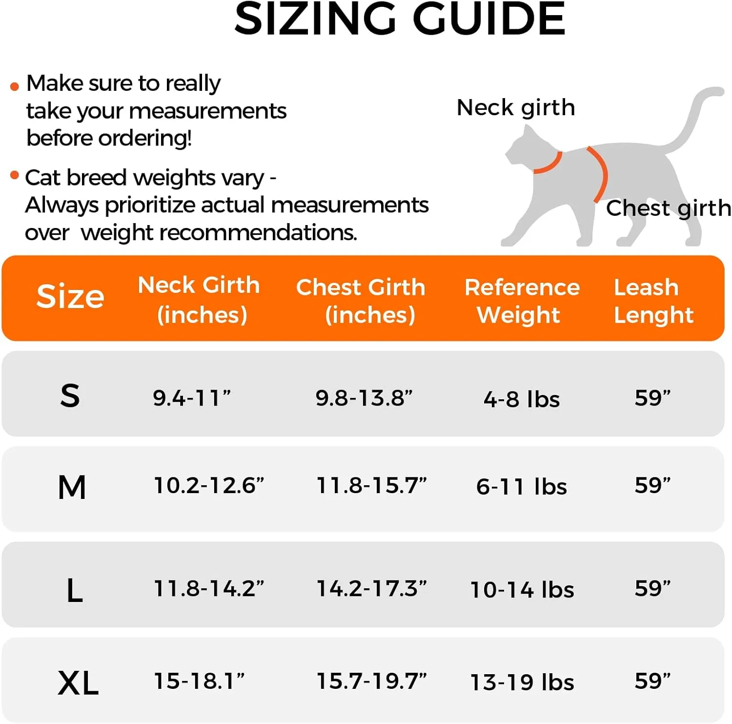 Cat Harness and Leash Escape Proof Large Kitten Harness Ragdoll Cat Vest for Walking Travel, Orange, L