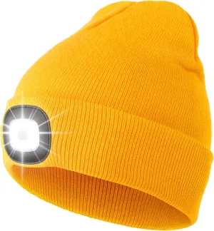 CENSGO Unisex Hat with Light, USB Rechargeable LED Headlamp Beanie, Gifts for Dad Father Men Husband Warm Knitted Cap
