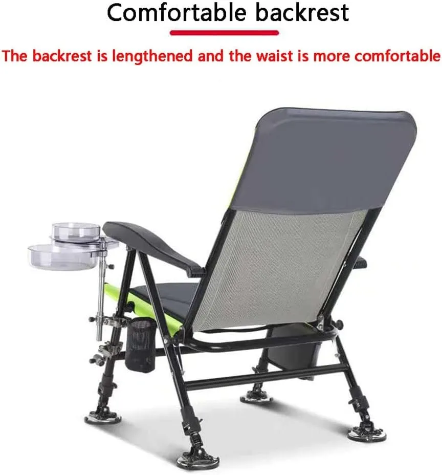 Chairs Multifunctional Outdoor Fishing Chair Beach Chair Foldable Fishing Chair Recliner Four-Leg Adjustable Portable Fishing Chair (A As Shown)