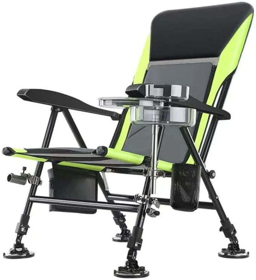 Chairs Multifunctional Outdoor Fishing Chair Beach Chair Foldable Fishing Chair Recliner Four-Leg Adjustable Portable Fishing Chair (A As Shown)