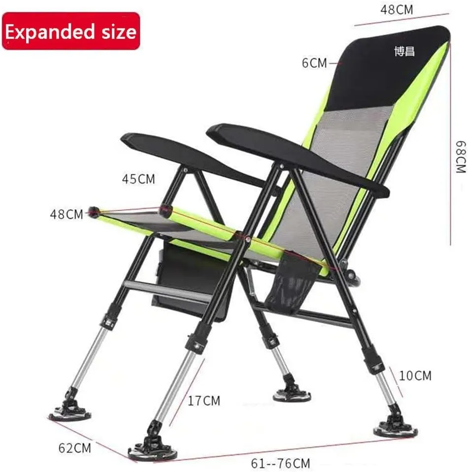 Chairs Multifunctional Outdoor Fishing Chair Beach Chair Foldable Fishing Chair Recliner Four-Leg Adjustable Portable Fishing Chair (A As Shown)