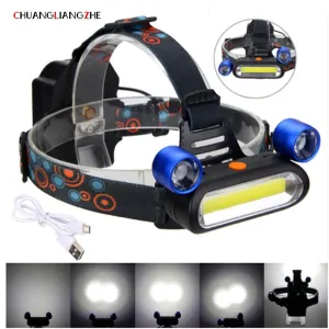 COB Head Lamp  Glare Headlight with SOS Whistle 18650   AA Battery Charge   Hunting Headlamp
