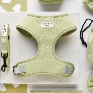 Cocopup Luxe Adjustable Dog Harness – Sage Green Heart Design