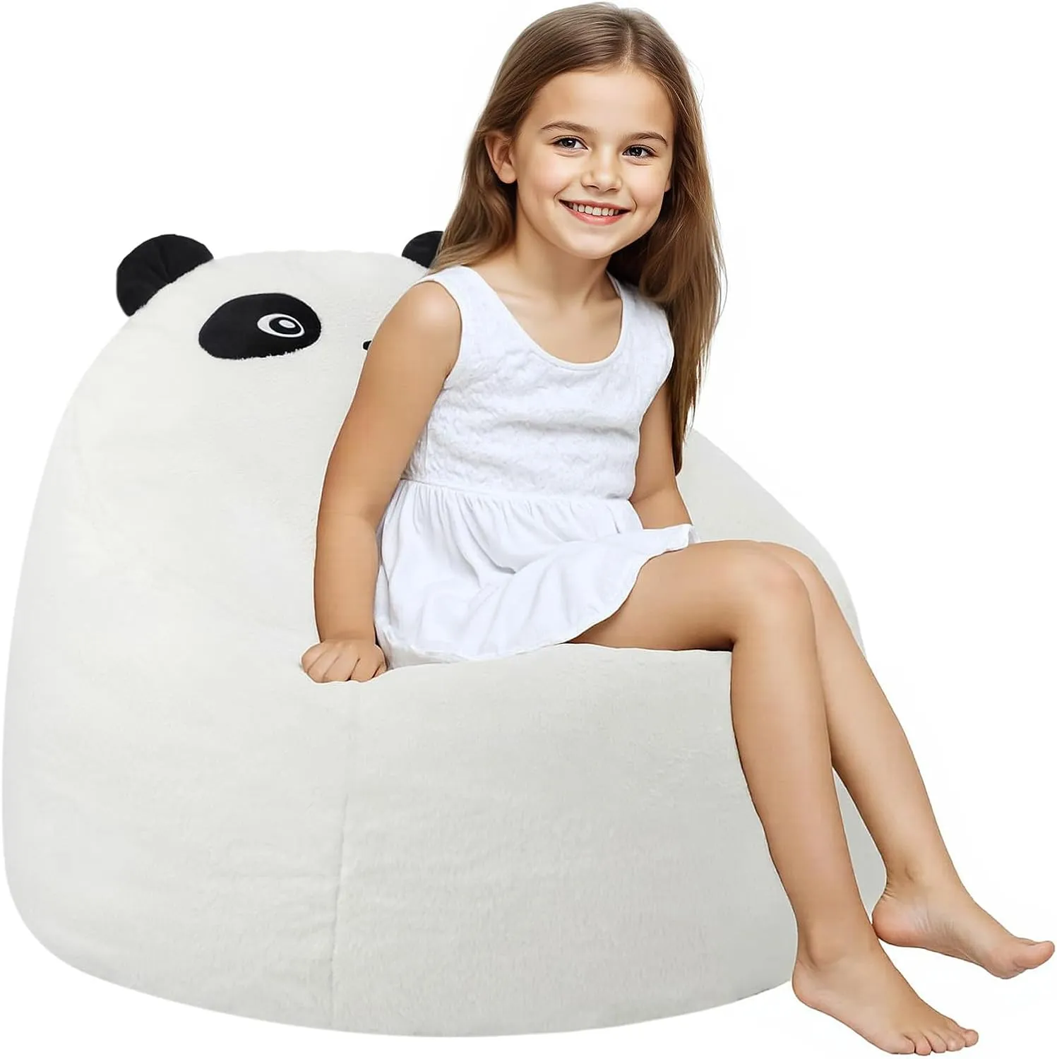 COMAX Bean Bag Chairs for Kids, Toddler BeanBag Sofa with Filler Bean Couch Stuffed for Boys and Girls, Lazy Floor Chair for Playroom, Nursery Room, Panda