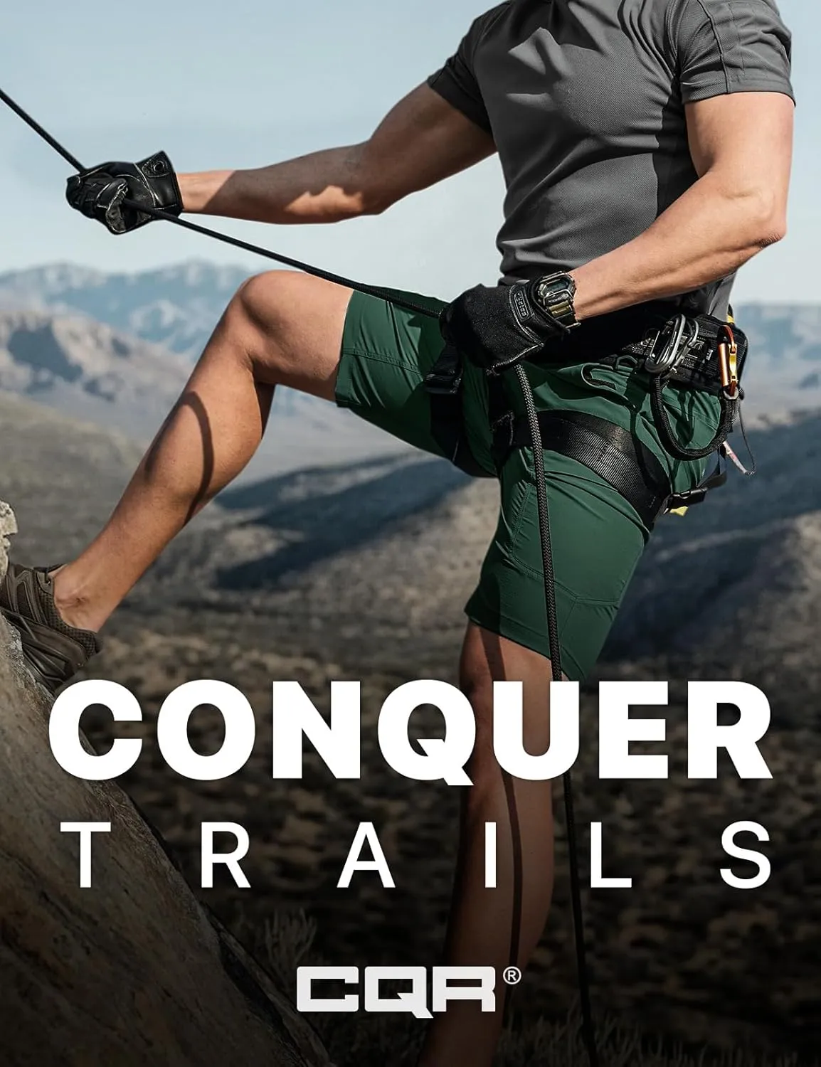 CQR Men’s Quick-Dry Stretch Hiking Cargo Shorts – Lightweight Water-Resistant Tactical Casual, Golf & Outdoor with Pockets