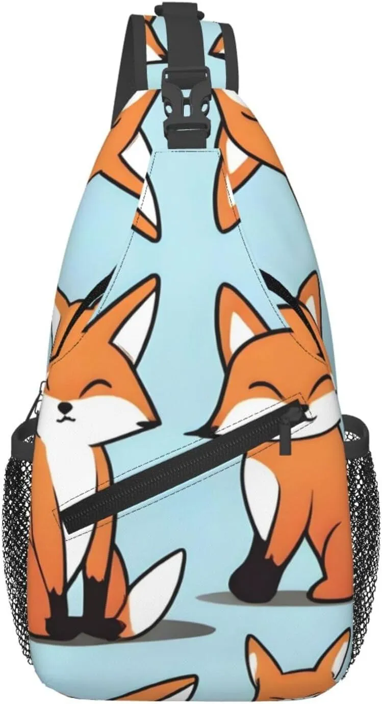 Cross Chest Bag Diagonally - Quality, Durable, and Spacious Shoulder Bag for Men and Women Fox in Different Poses Prints