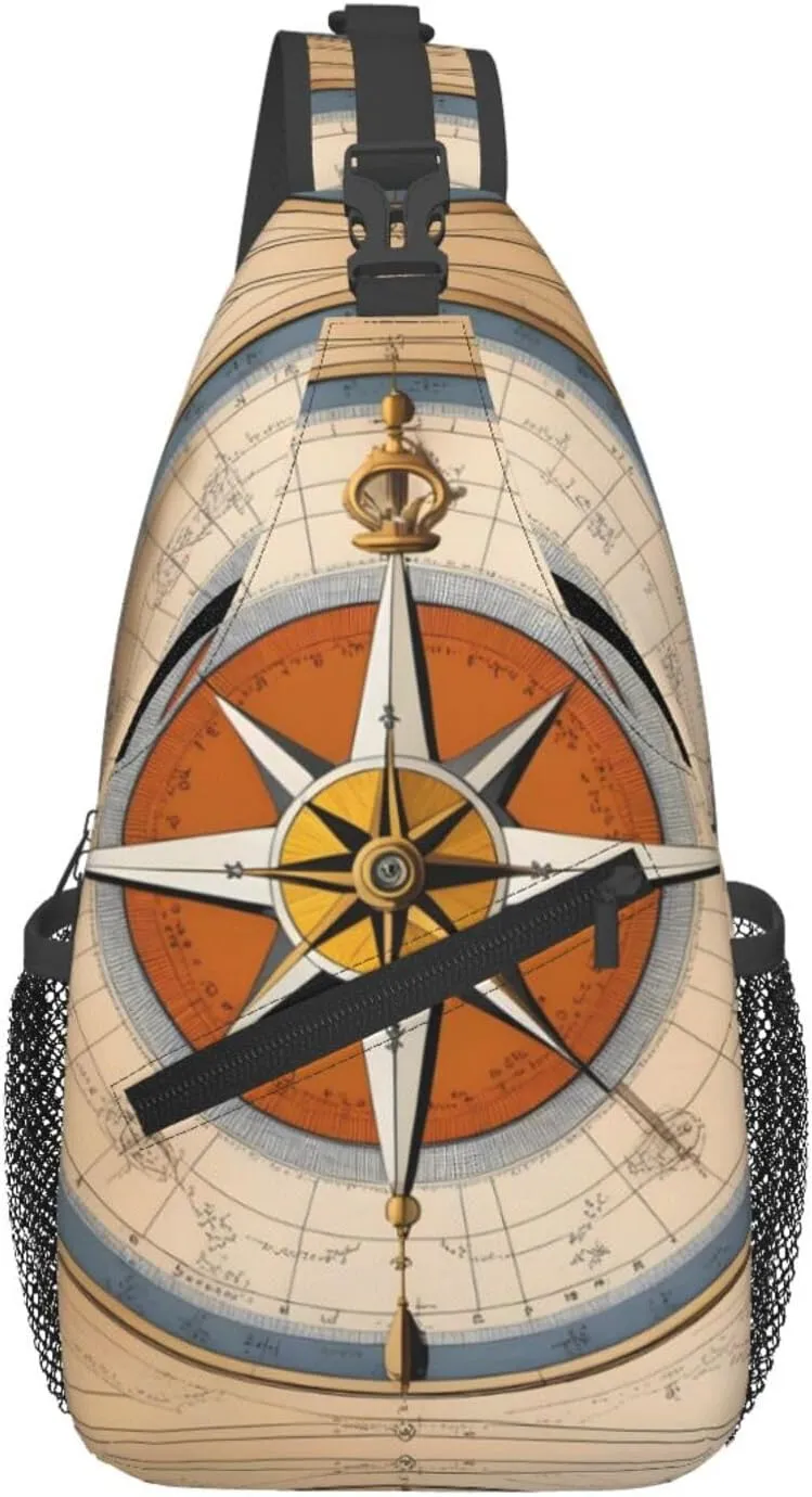Cross Chest Bag Diagonally - Quality, Durable, and Spacious Shoulder Bag for Men and Women Law of the Compass sea Pattern