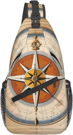 Cross Chest Bag Diagonally - Quality, Durable, and Spacious Shoulder Bag for Men and Women Law of the Compass sea Pattern