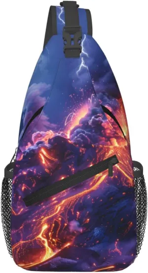 Cross Chest Bag Diagonally - Quality, Durable, and Spacious Shoulder Bag for Men and Women Volcanic Lava Printing