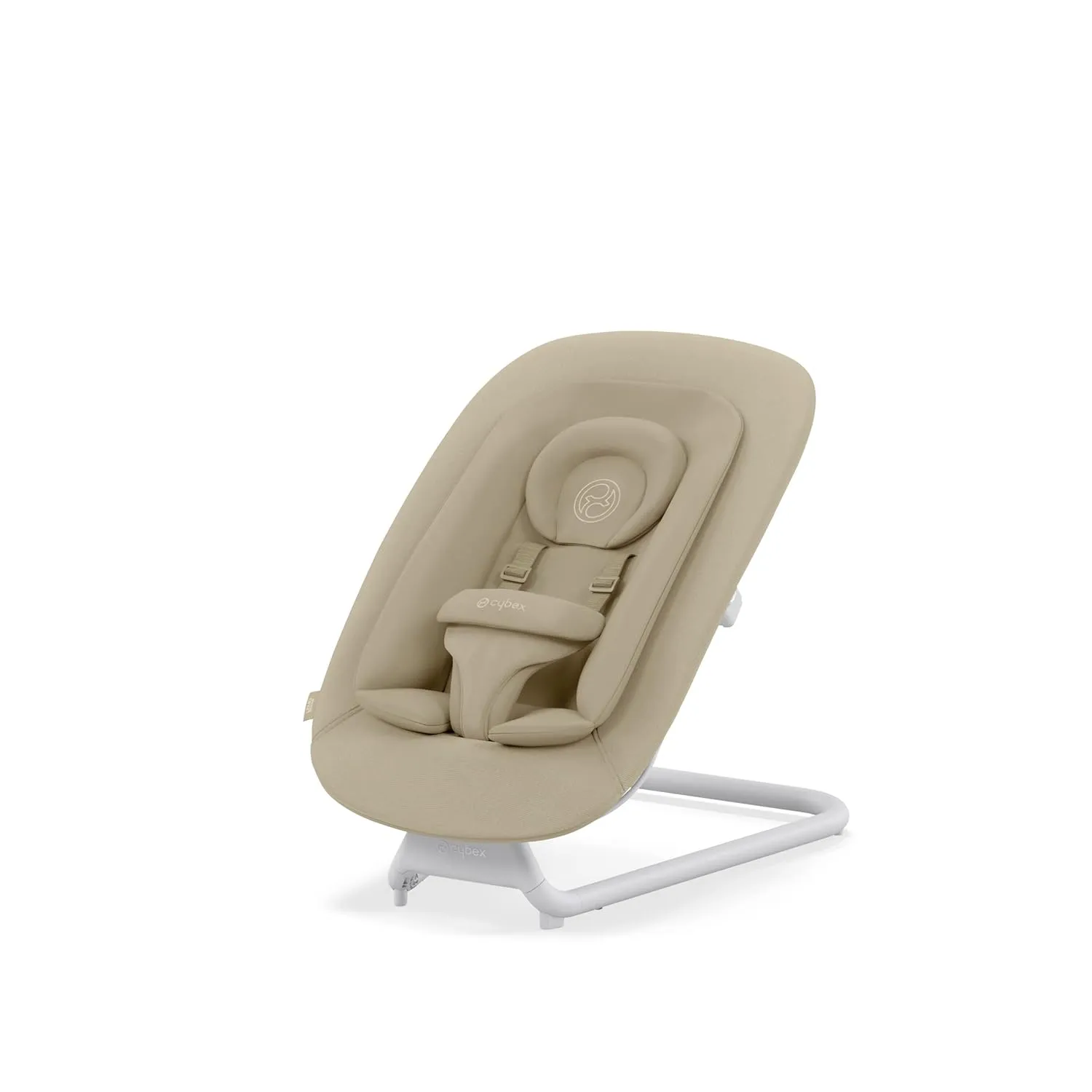Cybex Lemo Self-Bouncing Baby Bouncer for Playing and Relaxing with Adjustable Harness and Breathable Mesh Backrest, Comfort Inlay with Head Hugger, and Stand, Sand White