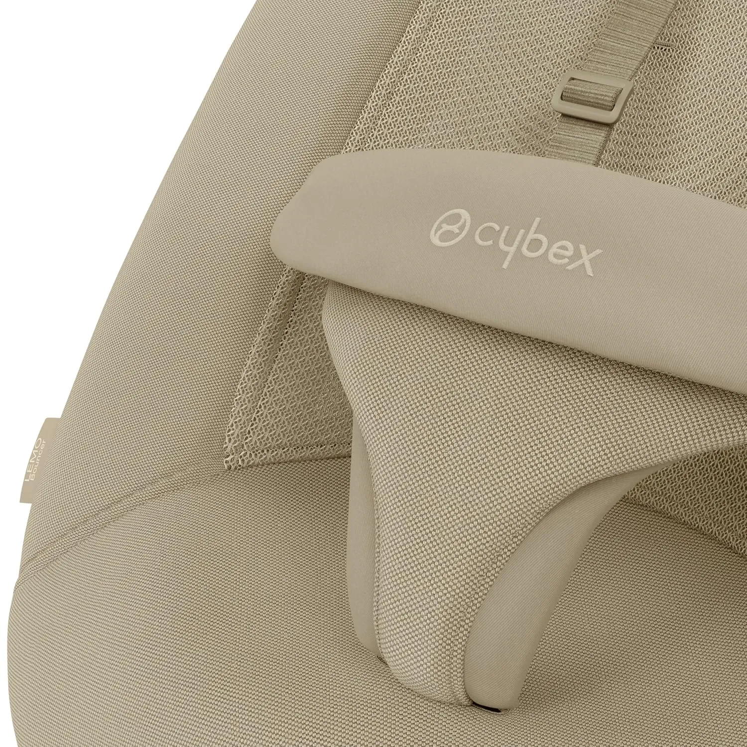 Cybex Lemo Self-Bouncing Baby Bouncer for Playing and Relaxing with Adjustable Harness and Breathable Mesh Backrest, Comfort Inlay with Head Hugger, and Stand, Sand White