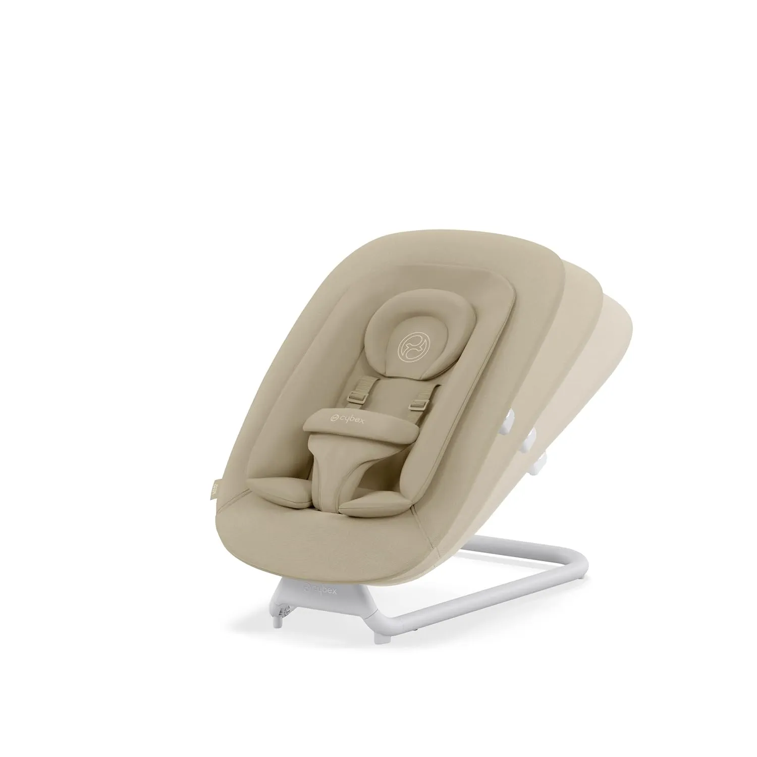 Cybex Lemo Self-Bouncing Baby Bouncer for Playing and Relaxing with Adjustable Harness and Breathable Mesh Backrest, Comfort Inlay with Head Hugger, and Stand, Sand White