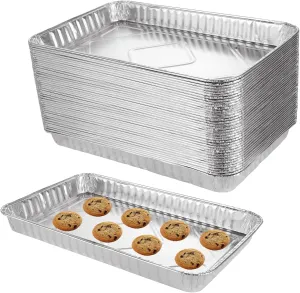 CYEAH 50 Pcs Aluminum Foil Pans, 12.6 x 8 in Foil Pans, Cookie Sheets for Baking, Durable Nonstick Aluminum Foil Trays, Disposable Aluminumm Foil Grill Topper Pan for BBQ, Outdoor Cooking and Camping